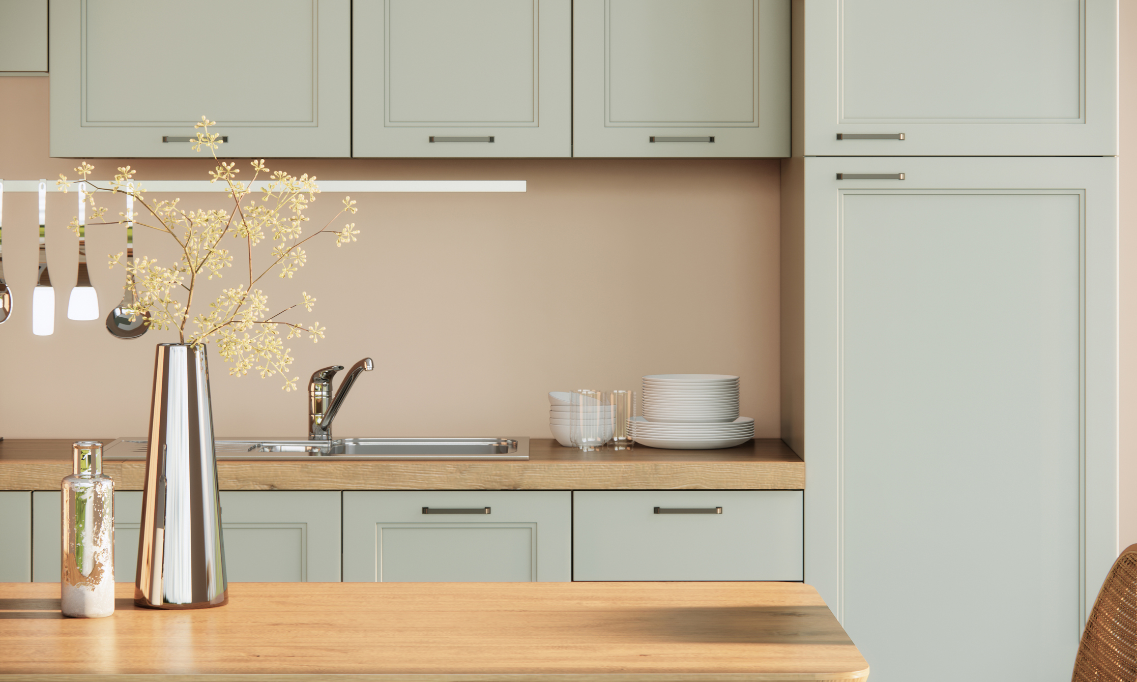 Kitchen with timber benchtop