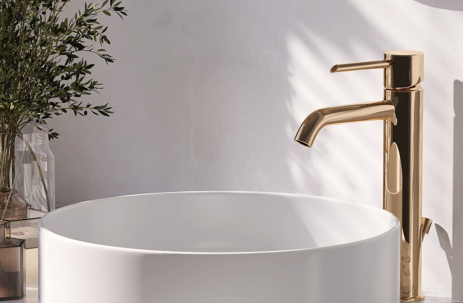 Sink with gold tap