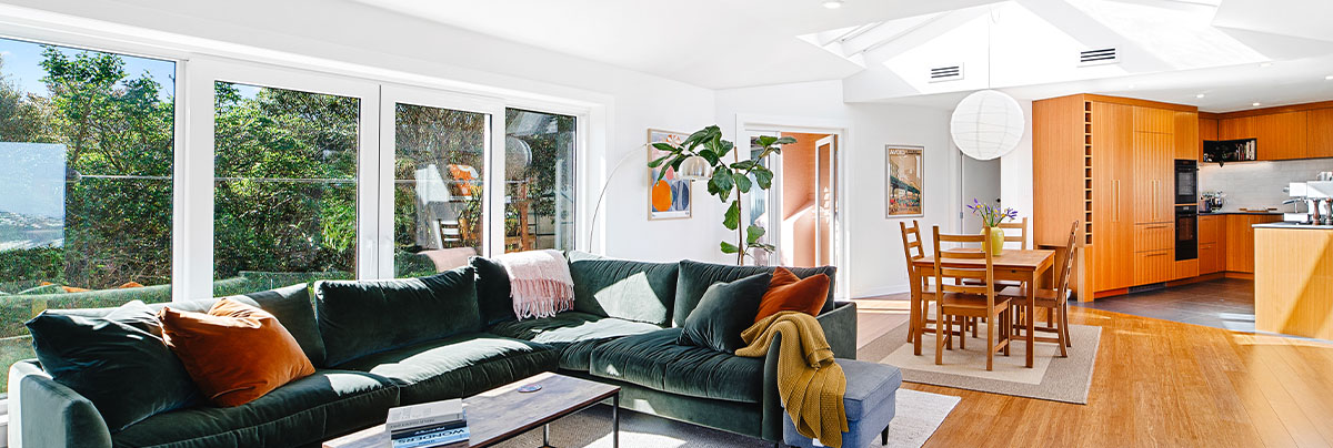open-plan kitchen and livingroom