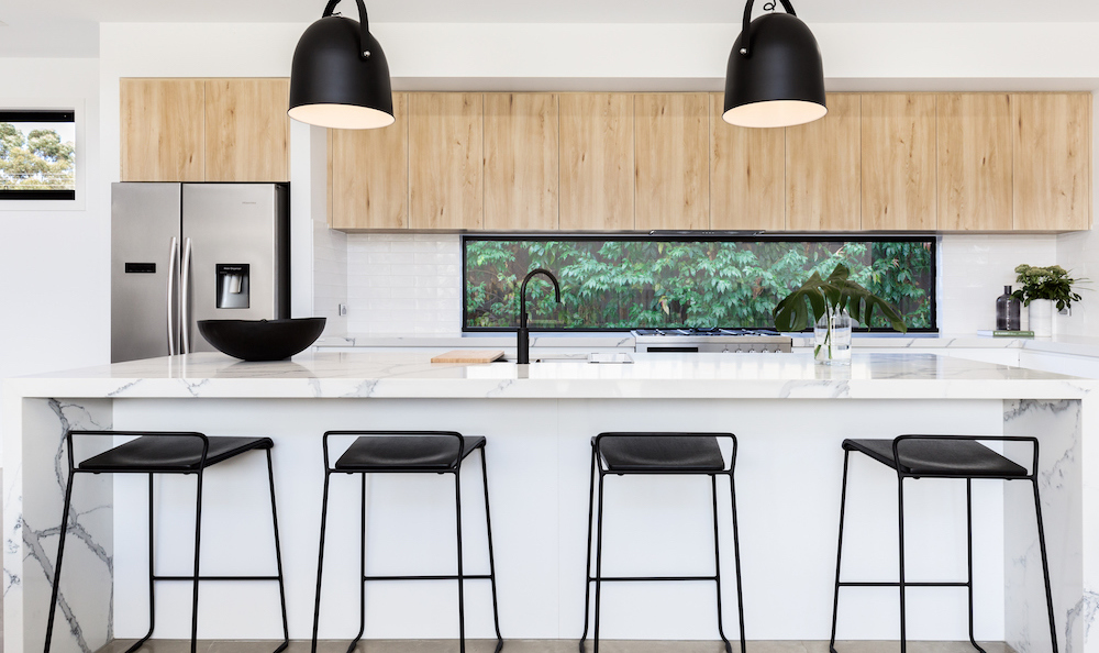 kitchen renovation with wooden cabinets