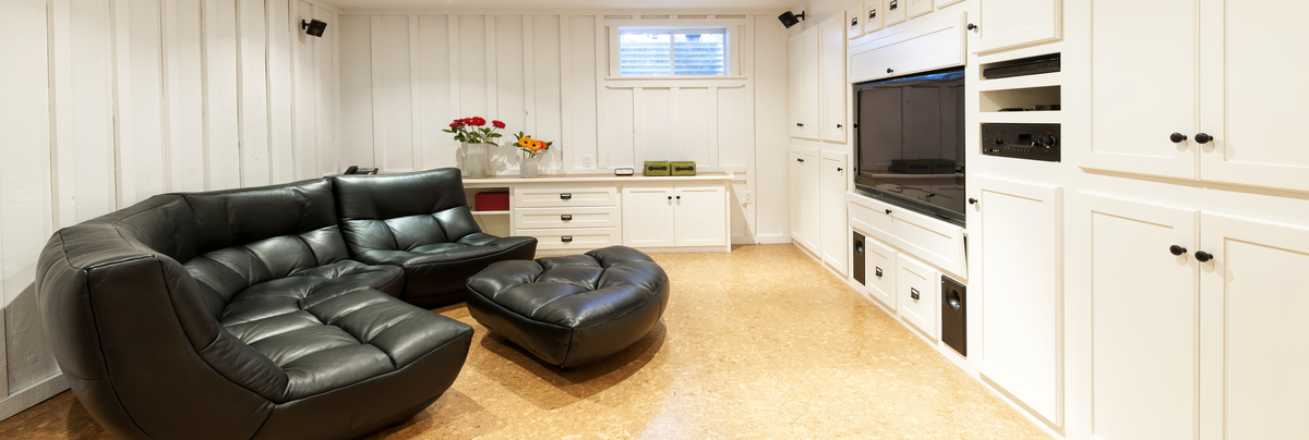 A basement converted to a cinema room