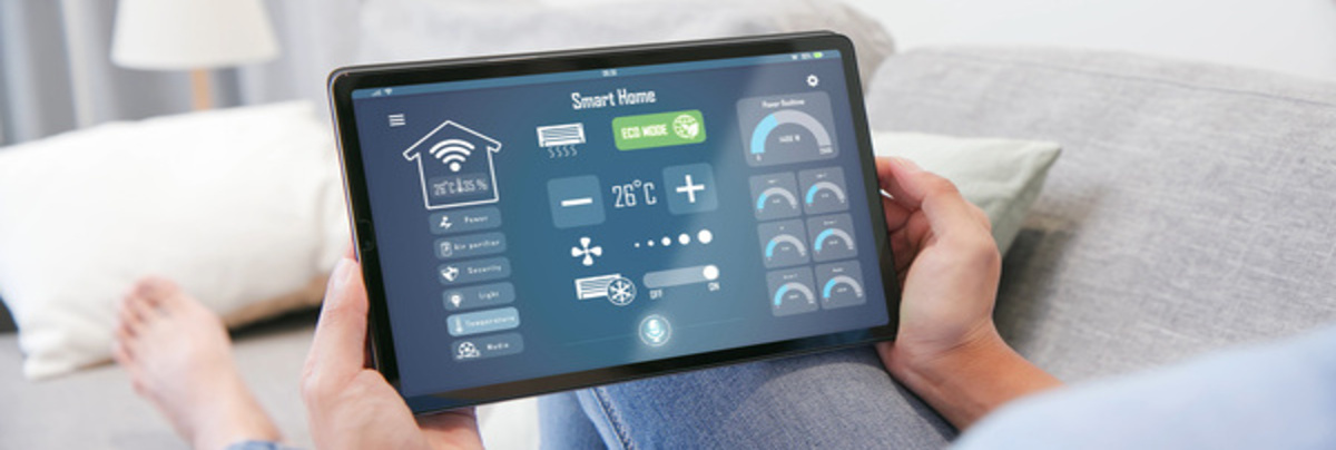 A laptop with smart appliances all planned in