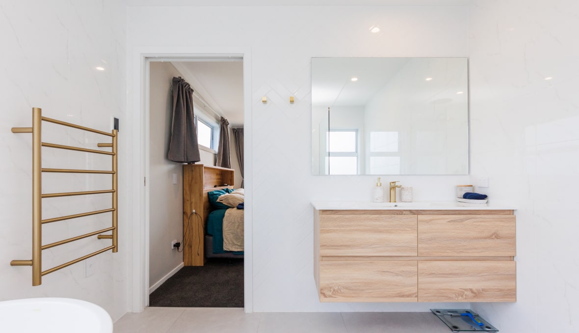 Bathroom with gold fixtures