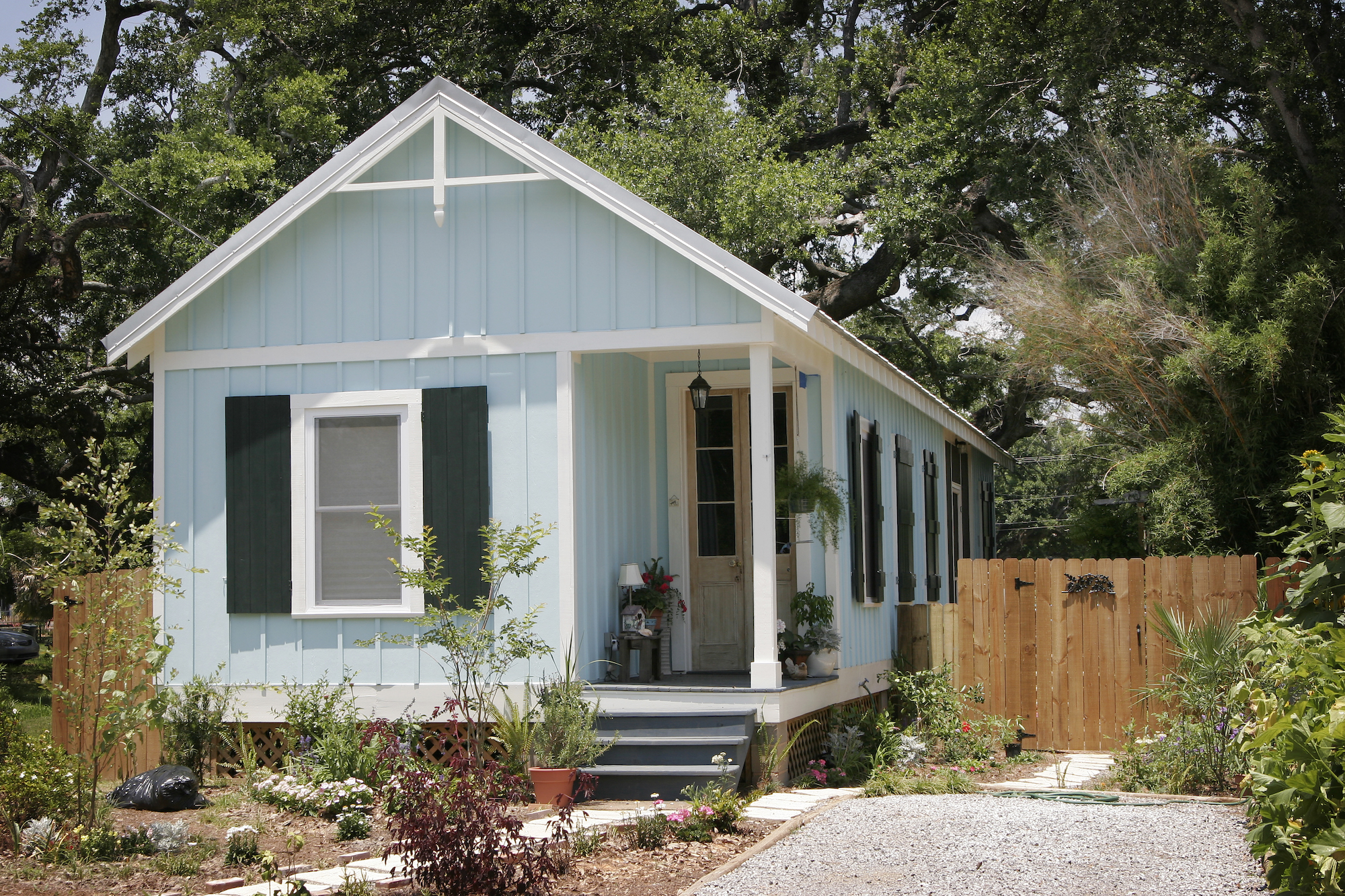 Blue panelled home 