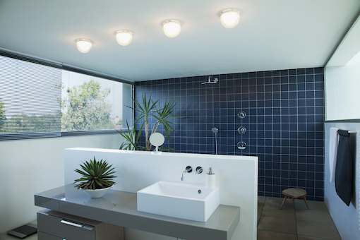 Blue feature tile wall