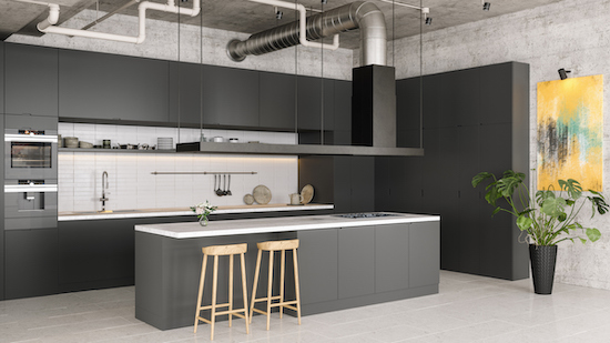 Kitchen with grey accents