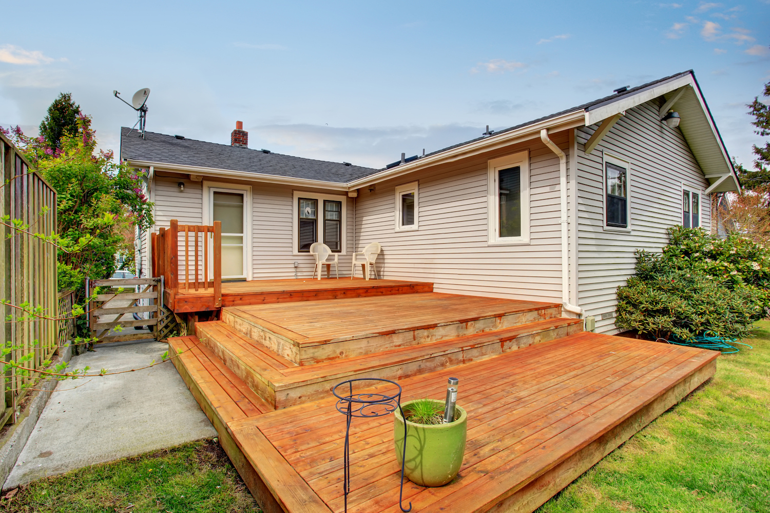 House with stained timber decking