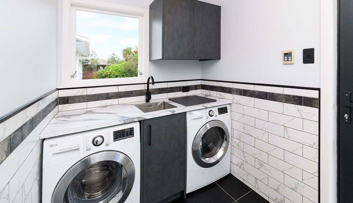 Grey and white laundry