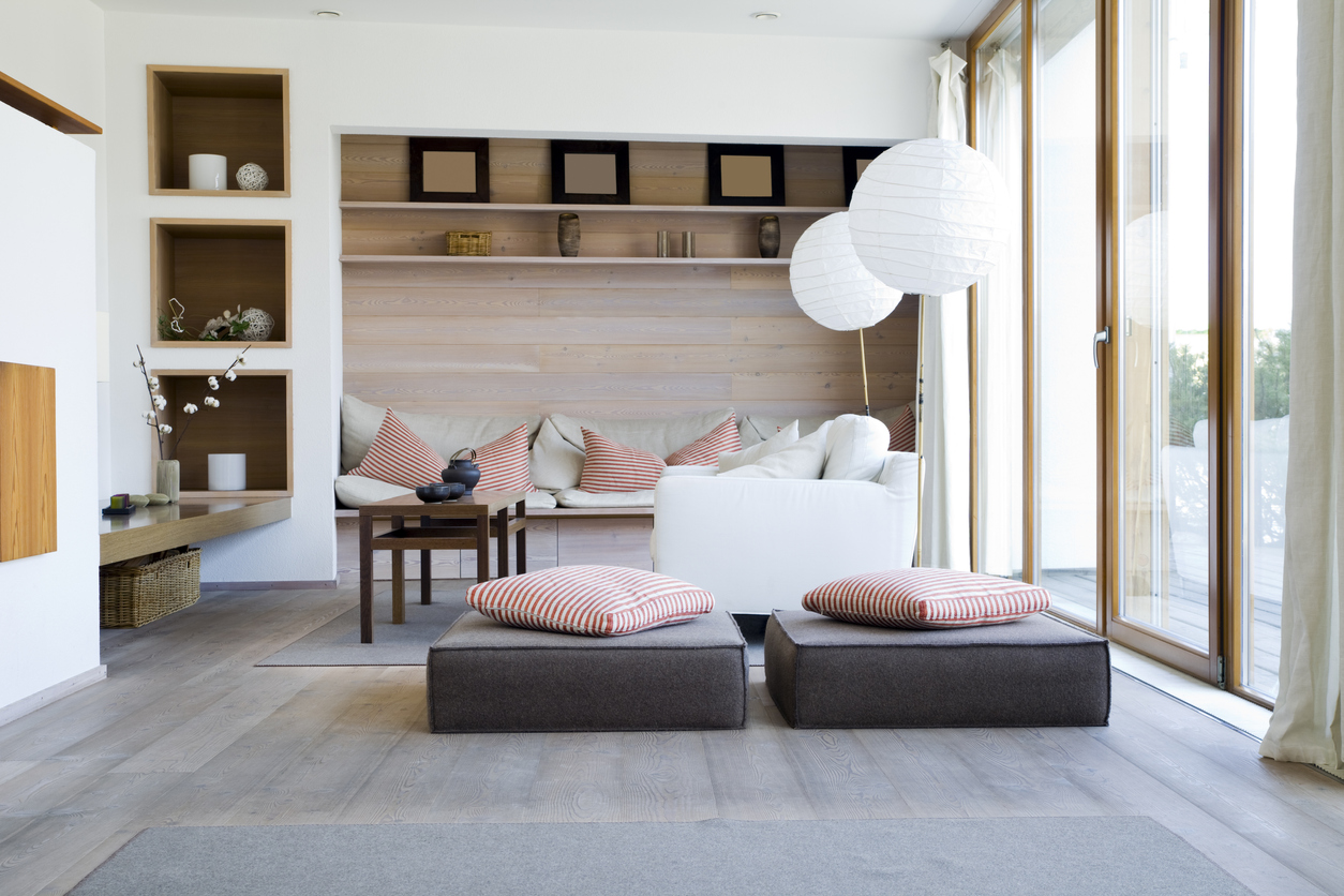 Living room with timber accents