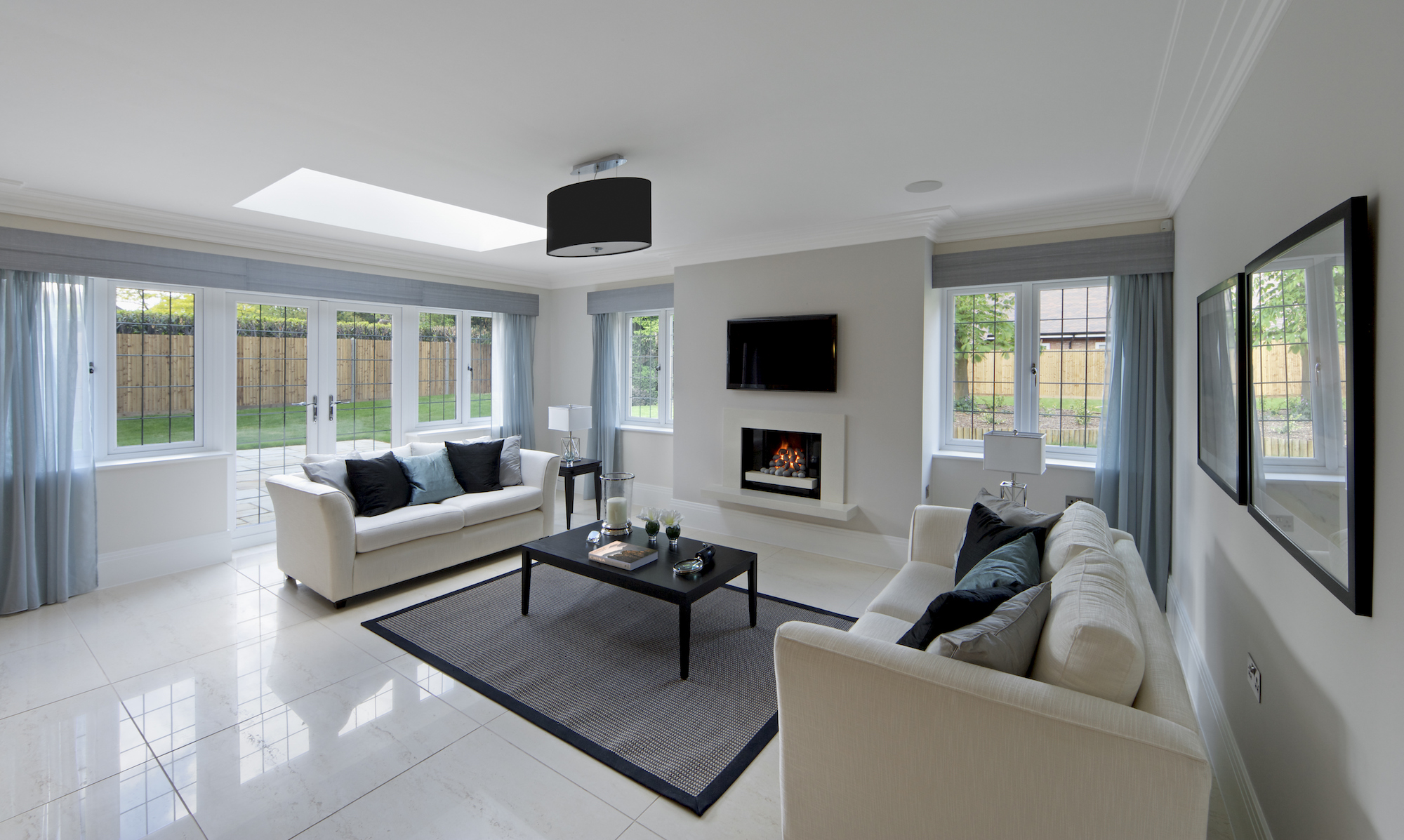 Living room with fireplace