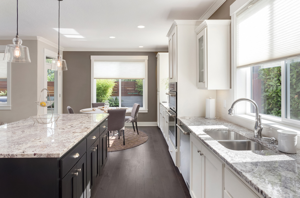 Grey and white kitchen