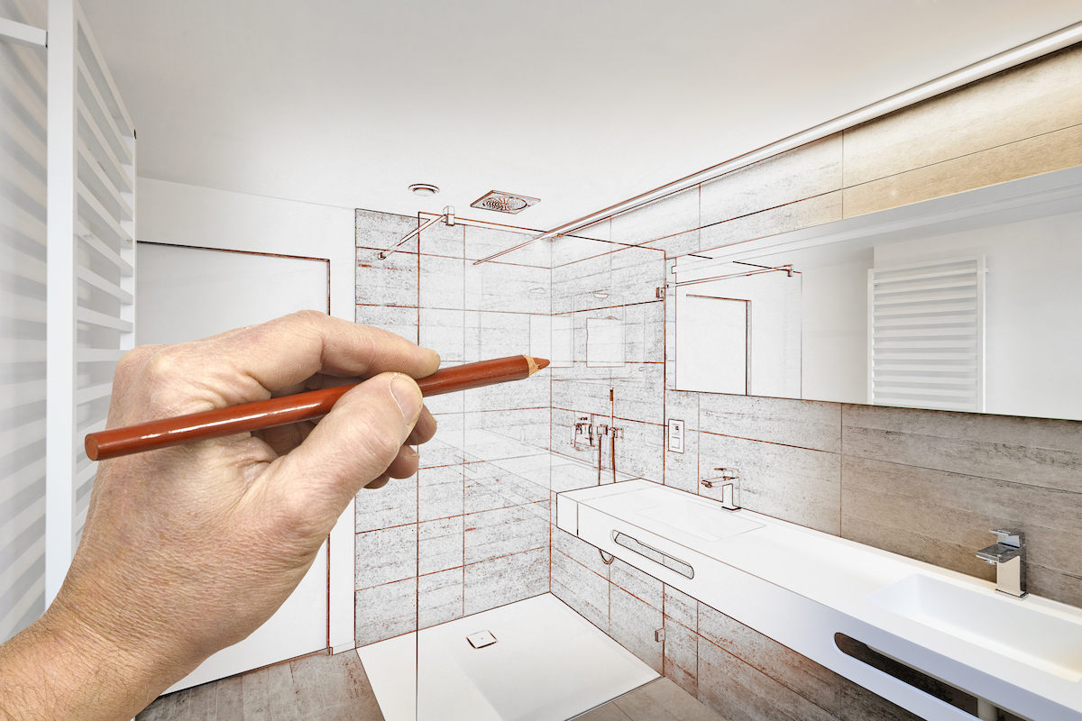 Person designing a bathroom