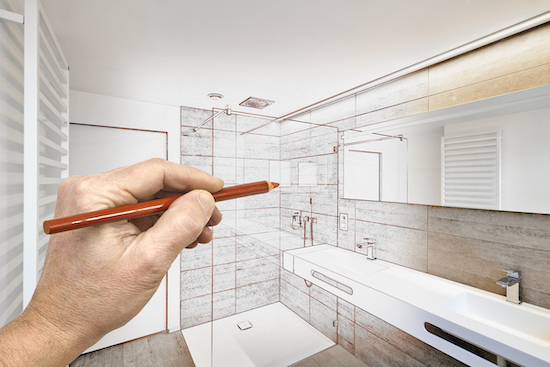 Person designing a bathroom