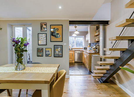 Staircase neighbouring kitchen