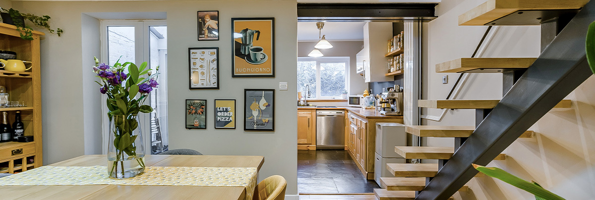 Staircase neighbouring kitchen
