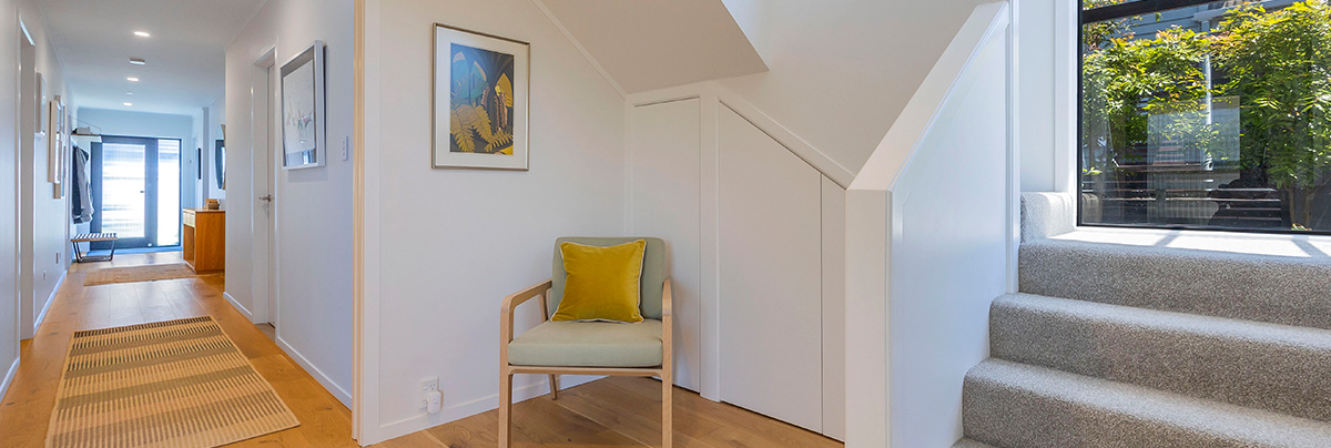 Hallway with polished wooden floors