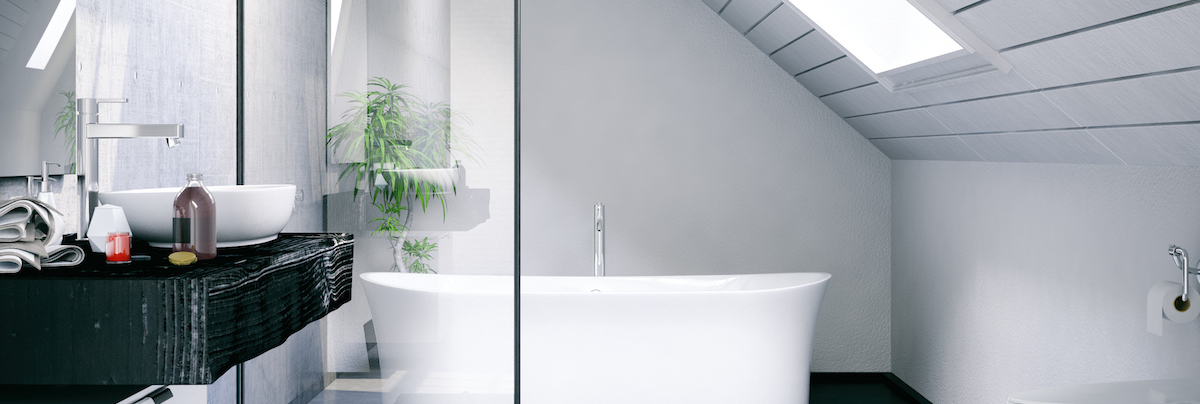 Bathroom with black fixtures