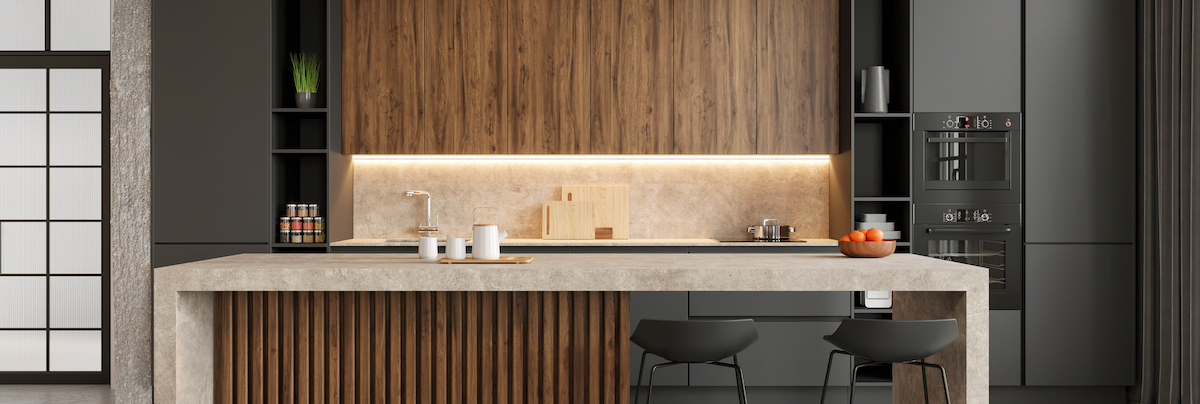 Kitchen with pendant lights