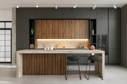 Kitchen with pendant lights