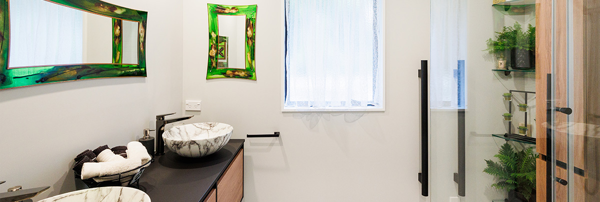 Bathroom with floating vanity