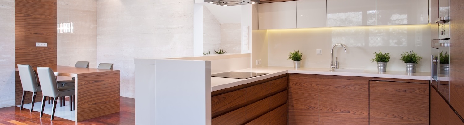 Kitchen with timber panneling