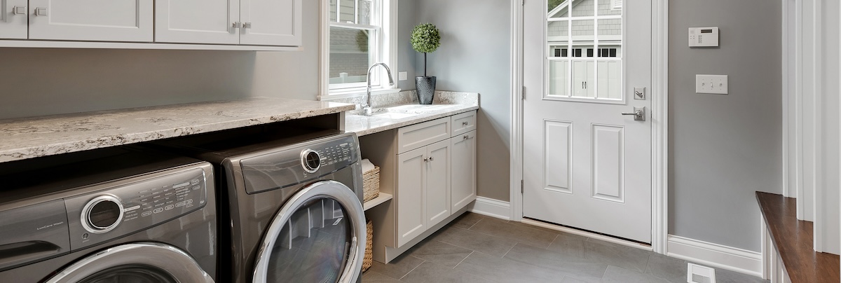 Grey laundry room