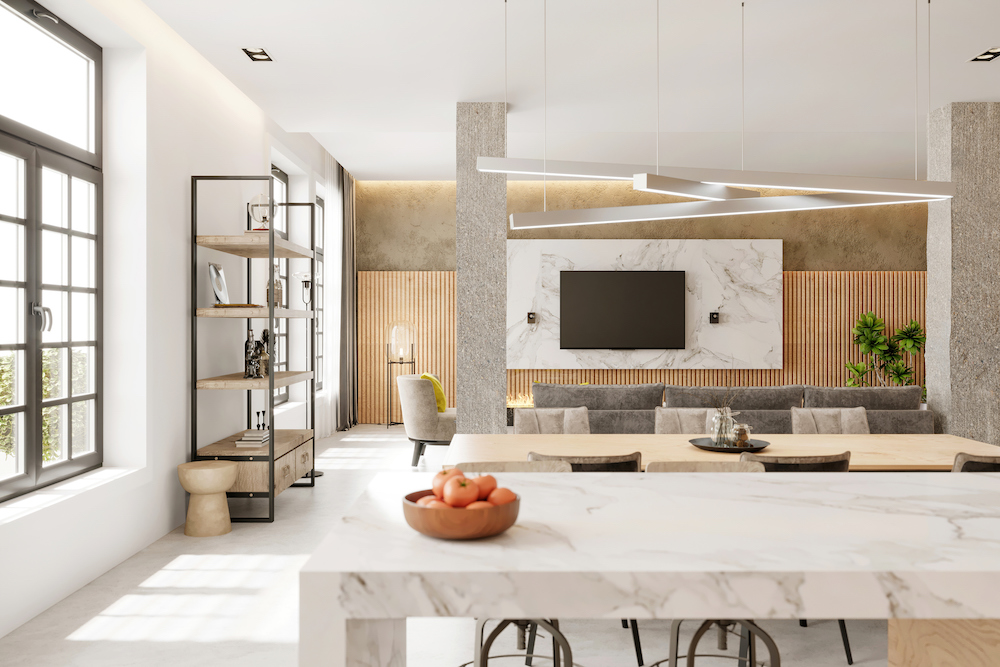 modern interior renovation with marble