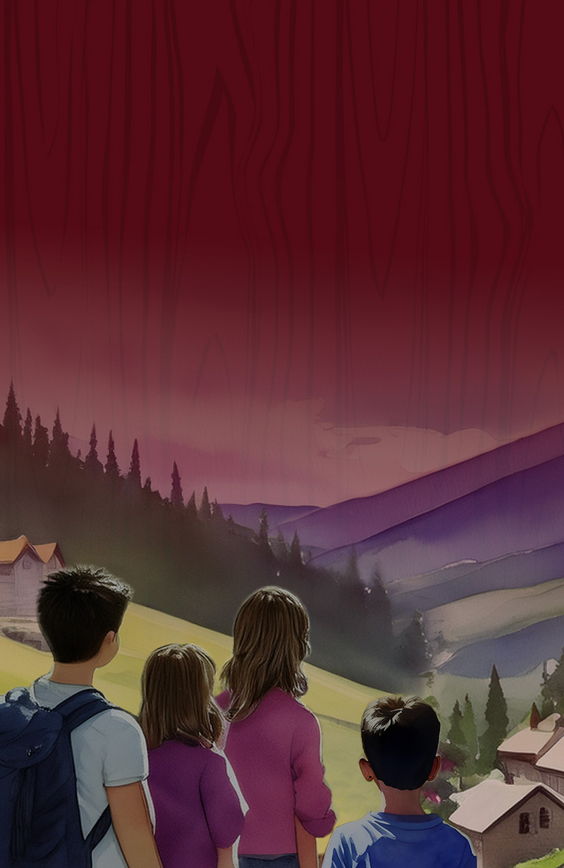 Hope Springs illustration with children and mountain view