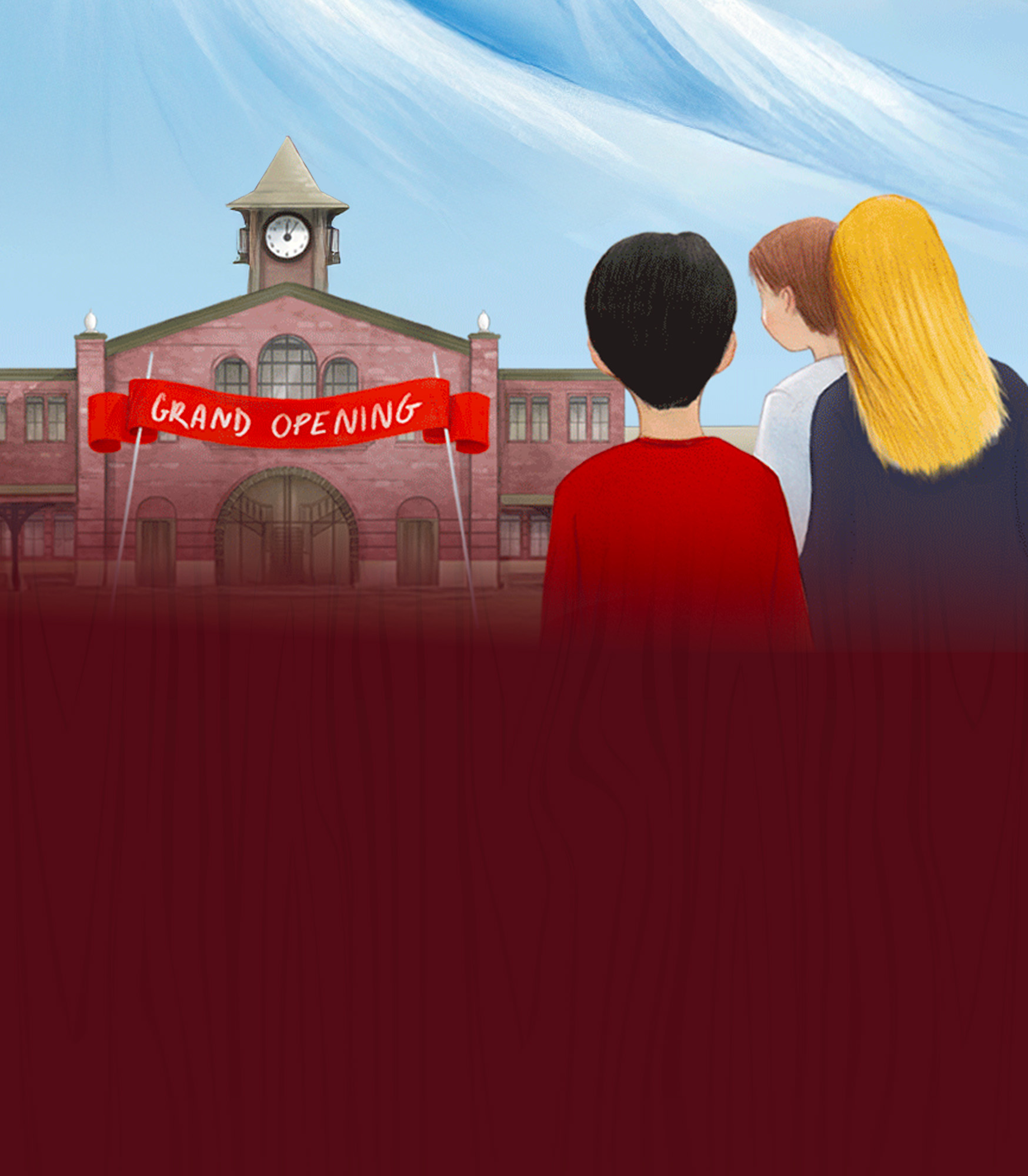 Hope Springs illustration with children and mountain view