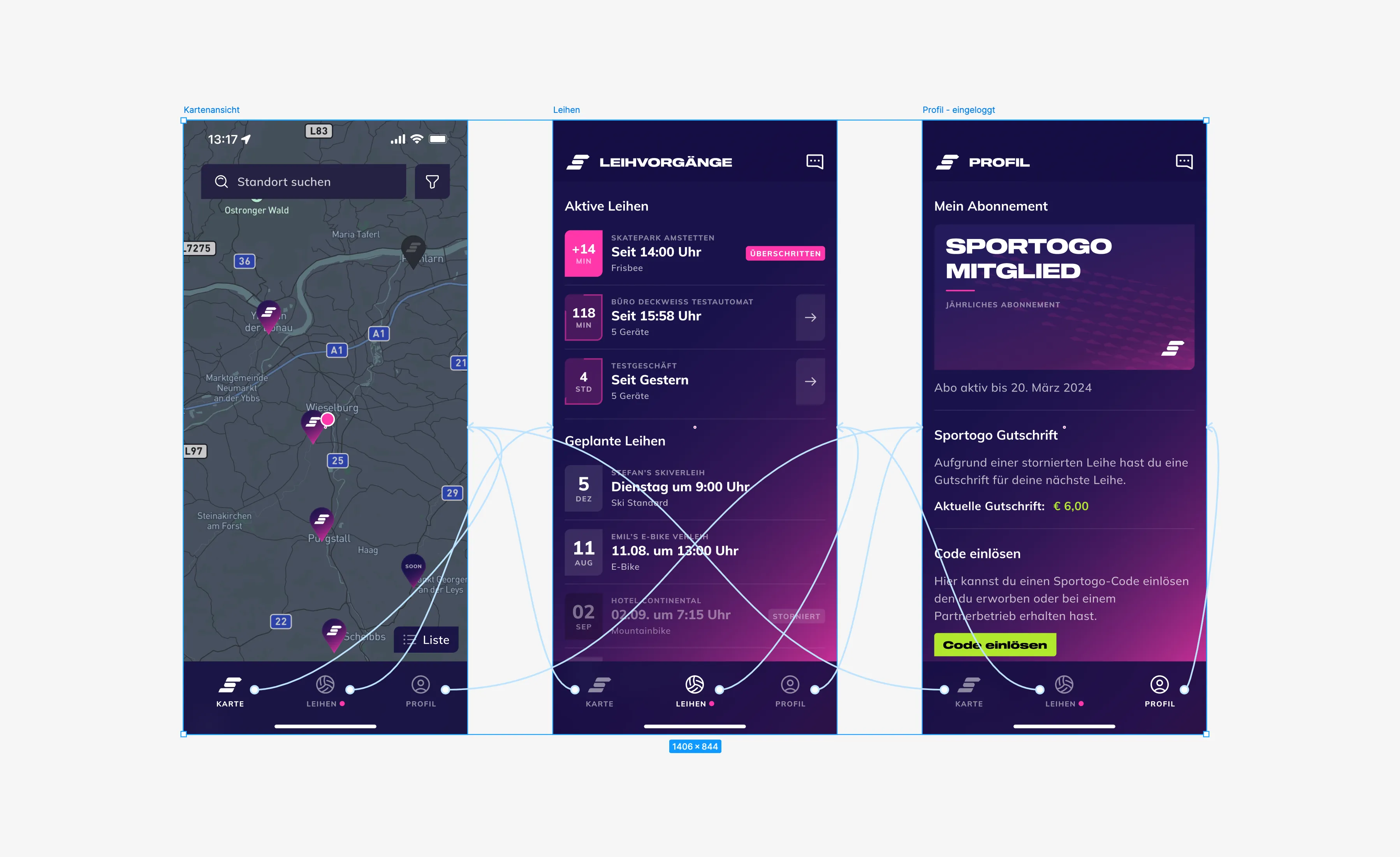 a screenshot of the prototype of the sportogo-app