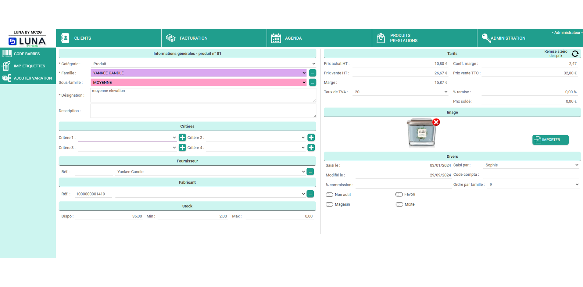 Fiche produit stock luna by mc2g