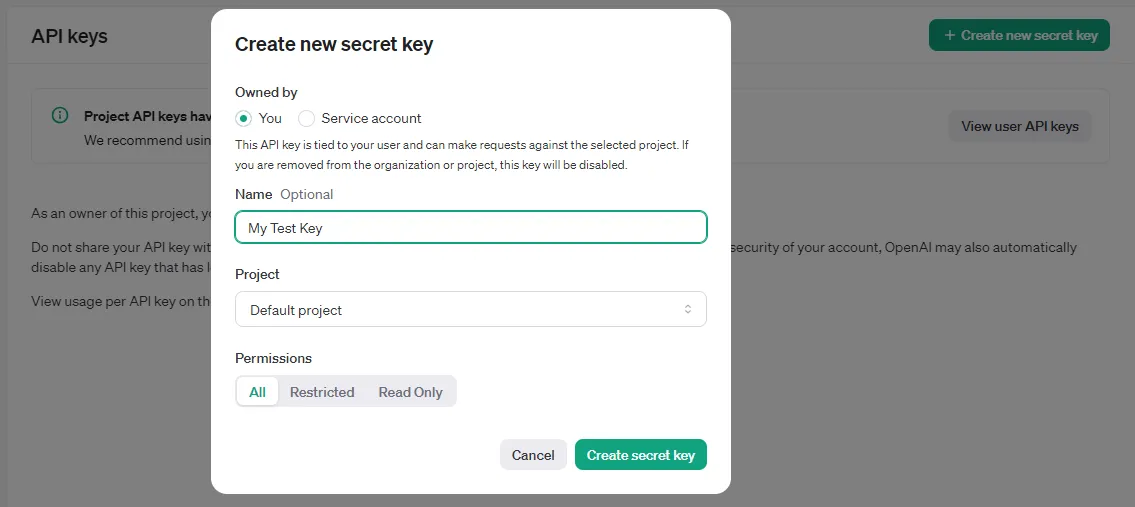 Create secret key