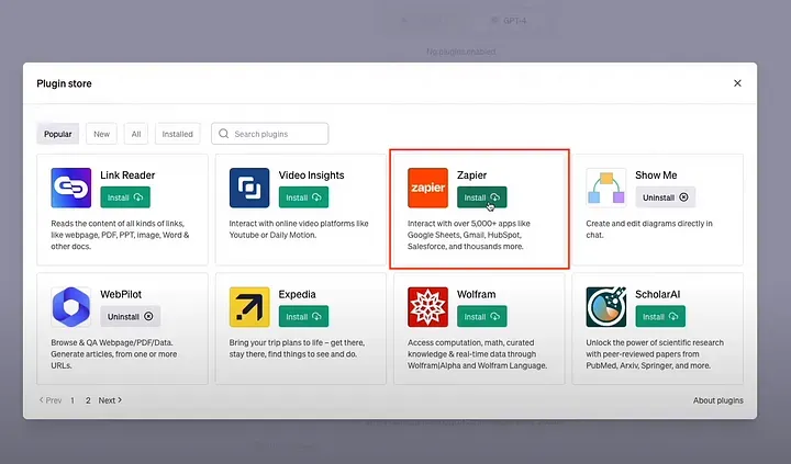 ChatGPT plugin store