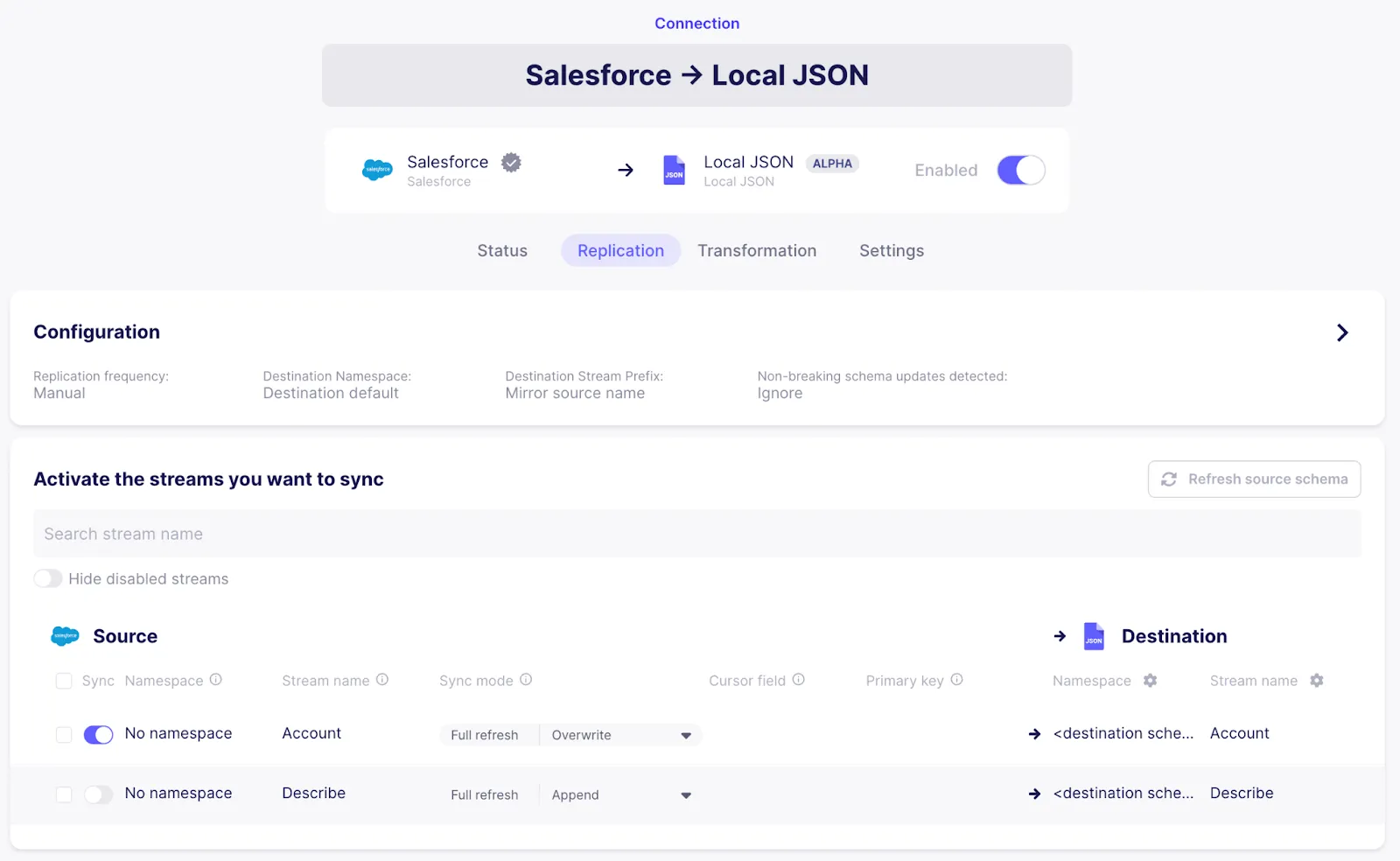 Salesforce to Local JSON Connection