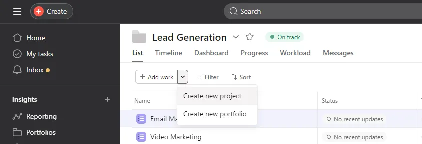 Create New Project