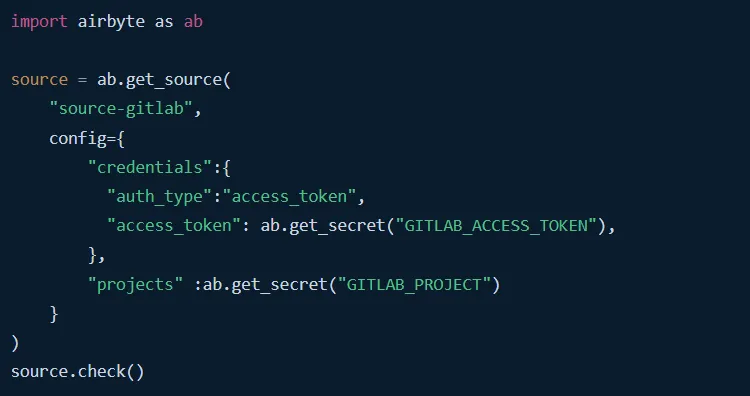 Configure a PyAirbyte connection