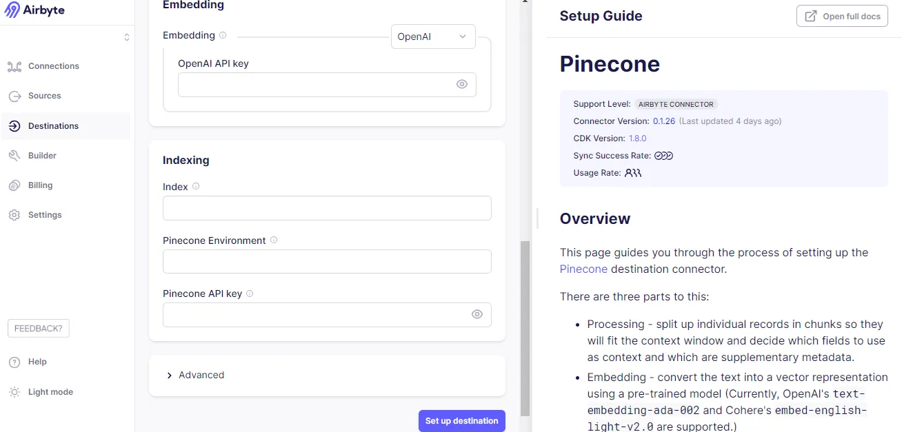 Specifying Destination Details