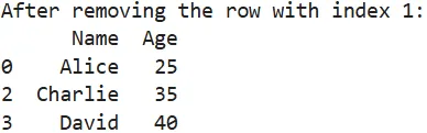 Removing a Row from a DataFrame