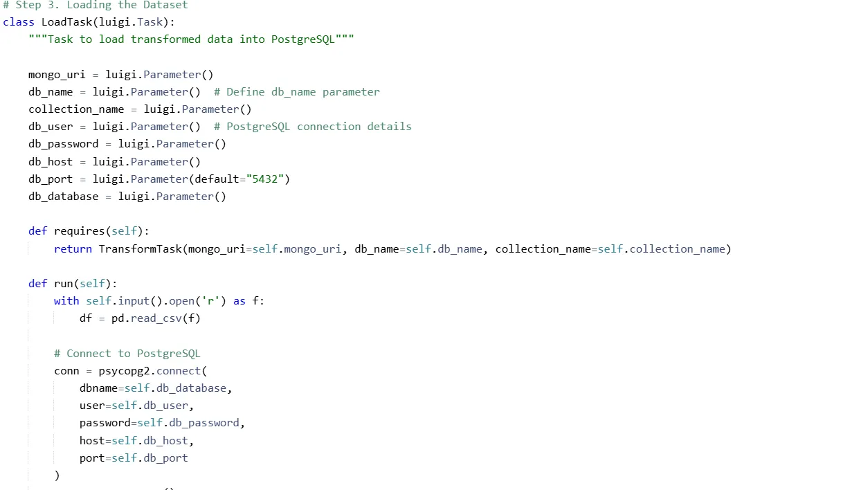 Load the Transformed Data in PostgreSQL