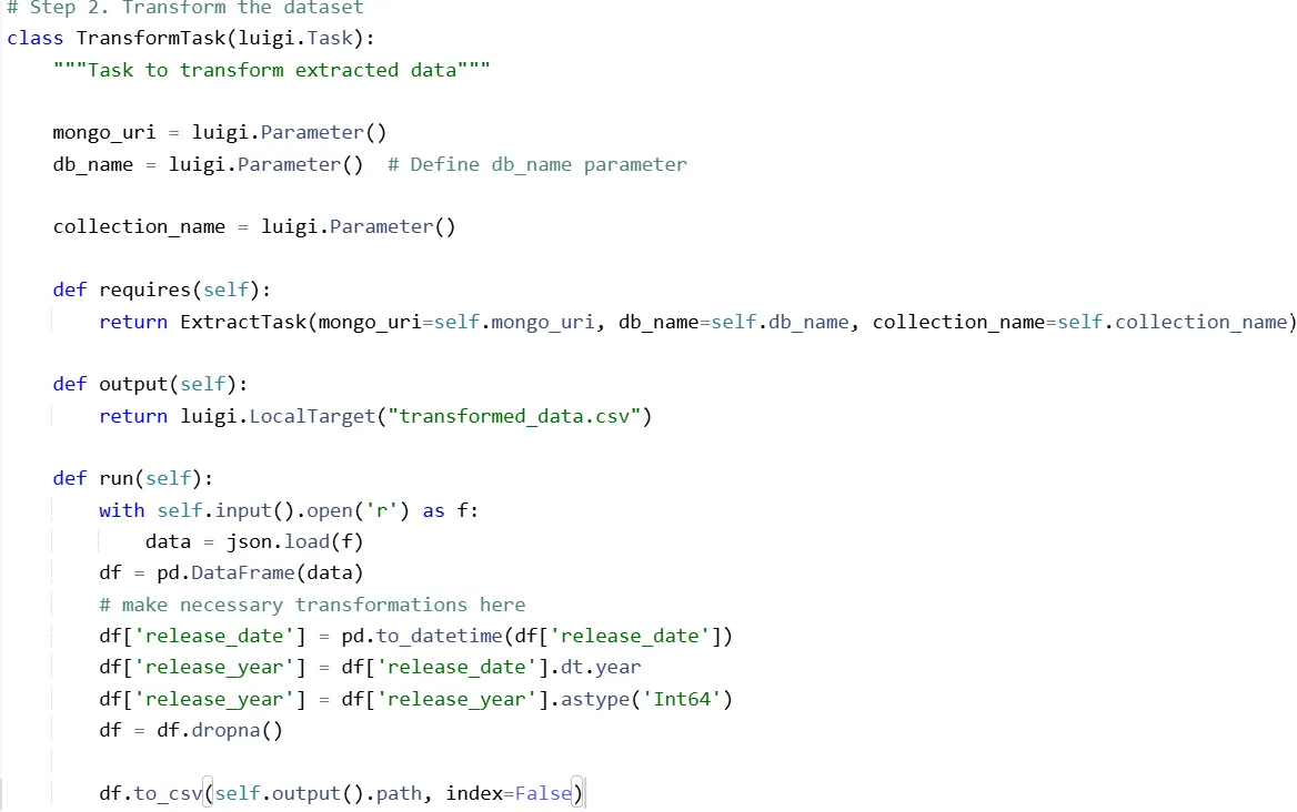 Transforming the Dataset