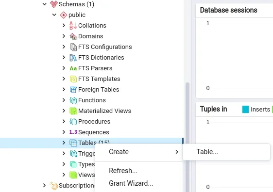 Create Table with pgAdmin