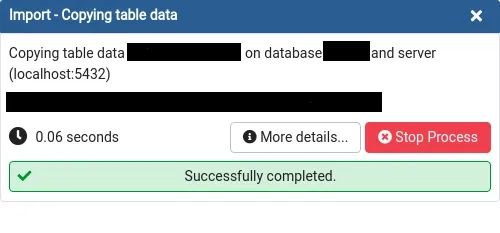 Successful Data Import popup