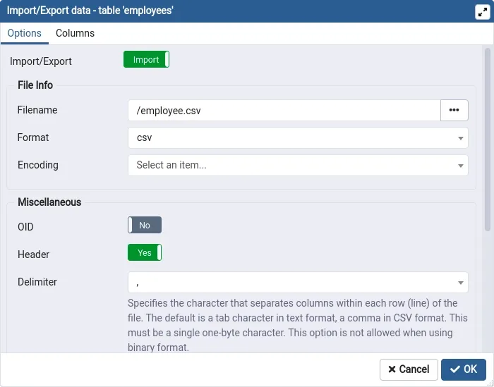 Import CSV File