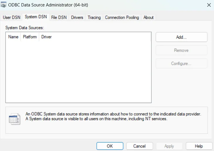 ODBC Data Source Administration