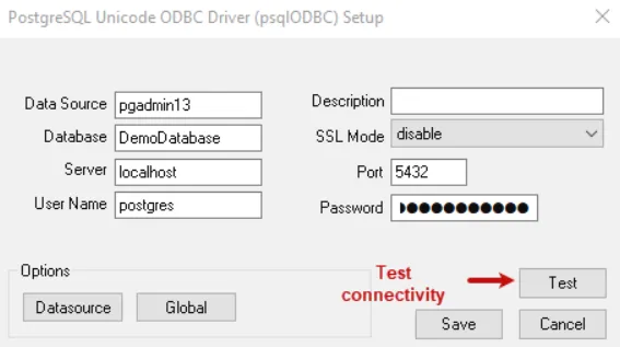 PostgreSQL Unicode ODBC Driver Setup