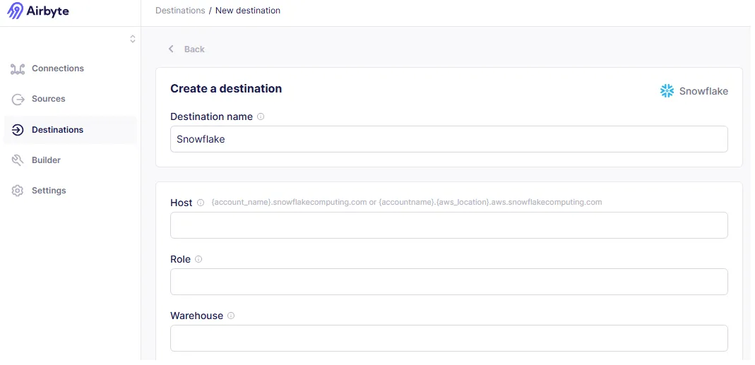 Create a destination