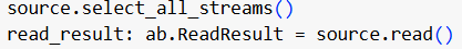 Select All Streams from the Source