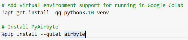 Installing PyAirbyte