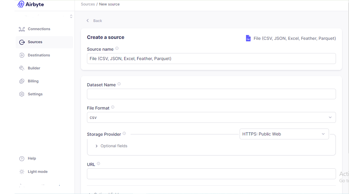Source setup
