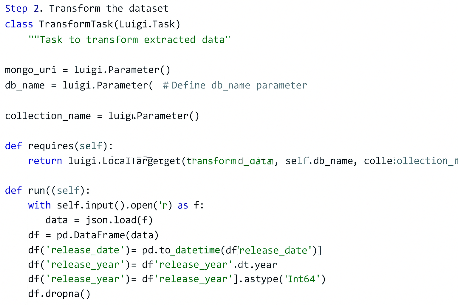 Transforming the Dataset